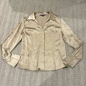 Lafayette 148 100% Silk Gold Blouse Size 10